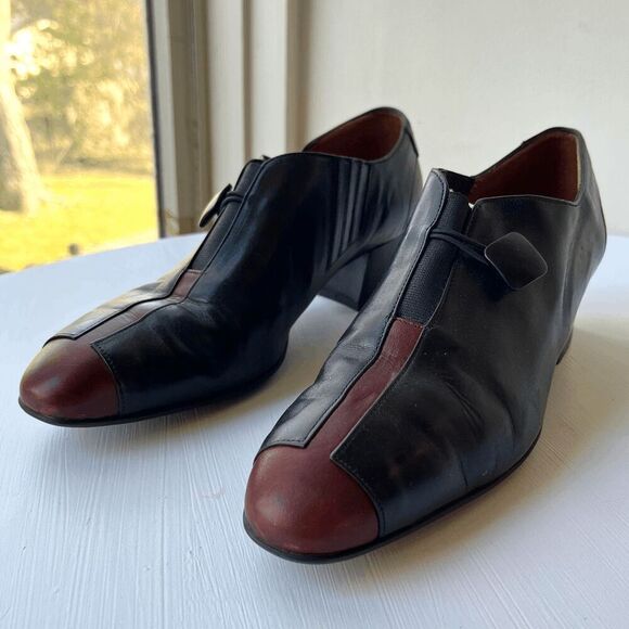 BeautiFeel Black & Brown Leather Block Heel Shoes Size 40 Comfort Style - Picture 4 of 9